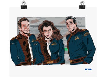 Three From Babylon 5 Illustration Poster | Matte Horizontal Print