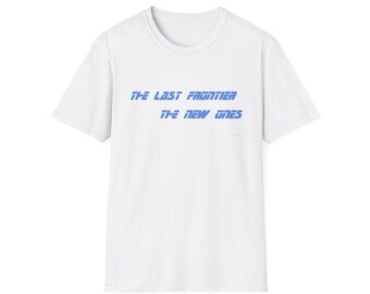 Koszulka „The Last Frontier The New Ones” | Koszulka z napisem Sci-Fi, futurystyczny niebieski tekst