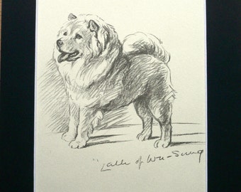 CHOW CHOW DOG Vintage Mounted 1937 'Mac' Lucy Dawson Lalli of Wu Sung standing dog plate/print  gift