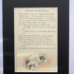 1930 G L STAMPA terrier jack russell dog Getting into hot water poem print illustration mounted Birthday Christmas Thanksgiving dog gift