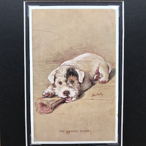 VALENTINE TAILWAGGER Postal vintage de Lucy Dawson Mac Albert bone SEALYHAM Terrier Regalo único de Navidad, cumpleaños y Acción de Gracias n.º 2161