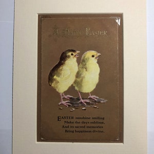 PULCINO DI PASQUA Regalo montato su cartolina vintage degli anni '30, un regalo di auguri di buona Pasqua, sole di Pasqua, sentimento sorridente, regalo unico di carta di Pasqua