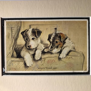 Carte postale Saint-Valentin, vintage des années 1930, Lucy Dawson Mac Terrier, cadeau unique d'anniversaire de Noël pour Thanksgiving, article de collection n° 3712