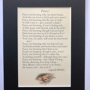 1930 G L STAMPA mounted terrier dog Fancy poem about bones print illustration mounted Birthday Christmas Thanksgiving dog gift