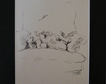 PEKINGESE DOG Vintage Mounted 1936 'Mac' Lucy Dawson  Pekinese dog plate print in chair Unique gift Christmas, Birthday, Thanksgiving gift