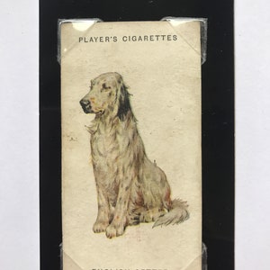 ENGLISH SETTER Player&#39;s CIGARETTE dog card Vintage handmade bookmark 1930s birthday Christmas Thanksgiving dog lover Unique gift