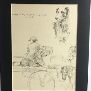 LURCHER hond Paard print Vintage K F Barker 1933 gemonteerde hond plaat print Uniek cadeau Kerst, verjaardagscadeau, Thanksgiving cadeau