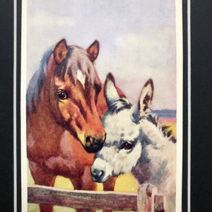 E L Beckles Cavalos Série Cavalo com pônei Vintage assinado Dia dos Namorados e filhos No.5434 cartão postal montado presente com imagem Natal Aniversário