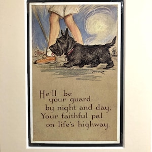 Carte postale vintage Lucy Dawson Mac Saint-Valentin, Scottish Scotch Terrier Aberdeen Noël anniversaire Thanksgiving no 2443 garde