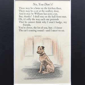 1930 G L STAMPA terrier jack russell dog No you Don&#39;t poem print illustration mounted Birthday Christmas Thanksgiving dog lover gift