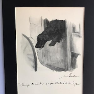 SPANIEL DOG window Maud Earl Vintage 1932 mounted signed Spaniel dog plate print Unique gift Christmas, Birthday, Thanksgiving gift