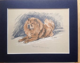 CHOW CHOW Dog Signed mounted 1936 Lucy Dawson Chow chow Vintage dog plate print Unique Christmas Birthday gift