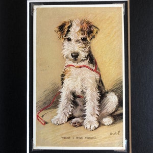 Vintage Valentine Wire Haired Terrier Tailwagger Postcard - Lucy Dawson &#39;Mac&#39; Art Print