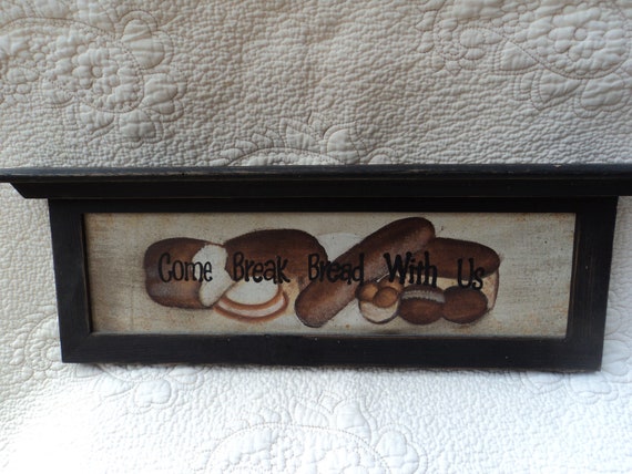 Wooden Shelf In Dark Stain With Saying And Illustration Of Etsy