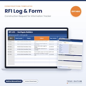 Modelo de Formulário e Registro de Solicitações de Informação (RFI) | Planilha de Rastreamento de Solicitações de Informação para Construção | Excel para Engenheiros de Projetos de Empreiteiras