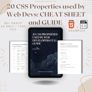 20 proprietà CSS utilizzate dagli sviluppatori web: foglio di riferimento e riassuntivo (eBook PDF). Impara la sintassi CSS: guida essenziale per programmatori principianti (download digitale).