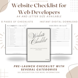 Website Checklist for Web Developers & Businesses QA Launch Testing Template Audit PDF for Goodnotes Instant Digital Download Printable