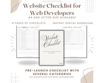 Website-Checkliste für Webentwickler und Unternehmen: QA-Testvorlage für Launch-Tests, Audit-PDF für Goodnotes, sofortiger digitaler Download, druckbar