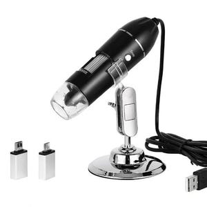 USB Digital Microscope 1080p, 50x to 1600x, 8 LED, Metal Stand, for Soldering, PCB, Coin and Watch Inspection, Android Mac Windows