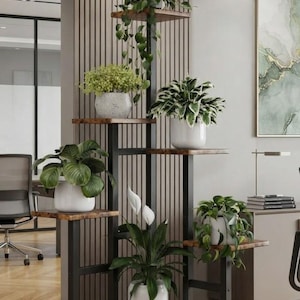 Rusticbrown 6 tier industrial corner plant stand | metal flower Pot Shelf Home Decor