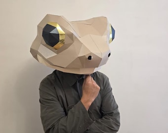 Froschmaske, Bad-Bunny-inspirierte Maske, Halloween-Kostüm, druckbare PDF-Vorlage zum Basteln