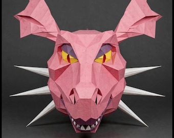 Shrek Dragon Mask, Halloween Costume, Papercraft Mask, Printable PDF Template, DIY Low Poly 3D Paper Mask