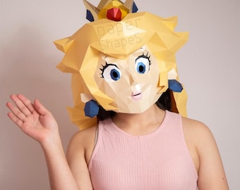 Pfirsich-Mario-Brothers-Maske – Bastelvorlage zum Ausdrucken für Halloween
