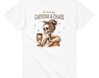 Koffein Chaos T-Shirt | Lustiges Kaffee-Liebhaber-T-Shirt | Schwere Baumwolle Freizeitkleidung