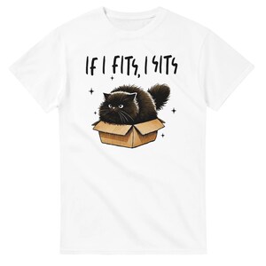 Funny Cat T-shirt - "If it Fits, I Sits" met schattige kat in doos - cadeau voor kattenliefhebbers