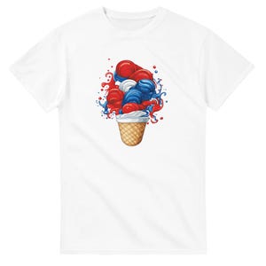 Vaterhaftes Eistüte T-Shirt - Rotes, Weißes & Blaues Baumwoll-T-Shirt - Perfekter Sommer Shirt