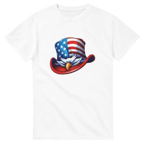 T-shirt patriottische adelaar met hoge hoed - katoenen T-shirt met klassieke pasvorm voor Independence Day