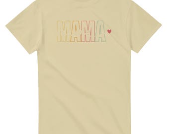 Mama T-Shirt mit Herz | Weiches Baumwoll-T-Shirt | Geschenk für Mütter | Alltags Freizeitkleidung