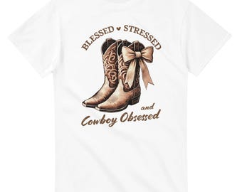 Cowboy Boots T-Shirt: Gestresstes, gesegnetes & Cowboy besessenes Western-T-Shirt