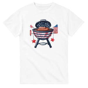 Patriotic Grill T-Shirt - Durable Cotton Tee for BBQ Lovers - Perfect for Summer Celebrations
