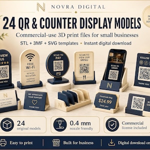24 QR Code Stand STL Files, Commercial Use 3D Printable Display Bundle (Digital Download)