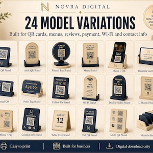 24 QR Code Stand STL Files, Commercial Use 3D Printable Display Bundle (Digital Download)