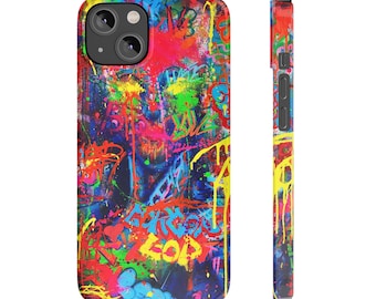 Coque fine pour iPhone avec motif graffiti néon | Design urbain à la bombe de peinture