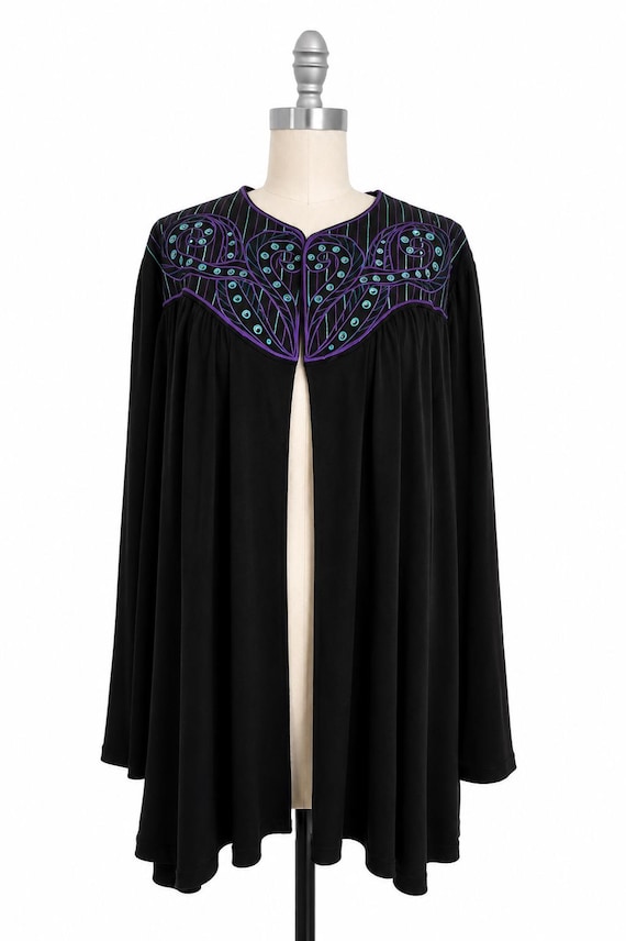 Vintage Bob Mackie Black Embroidered Wearable art tun… - Gem