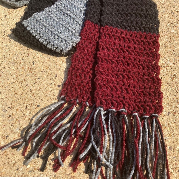 Three Color Hand Crochet Scarves