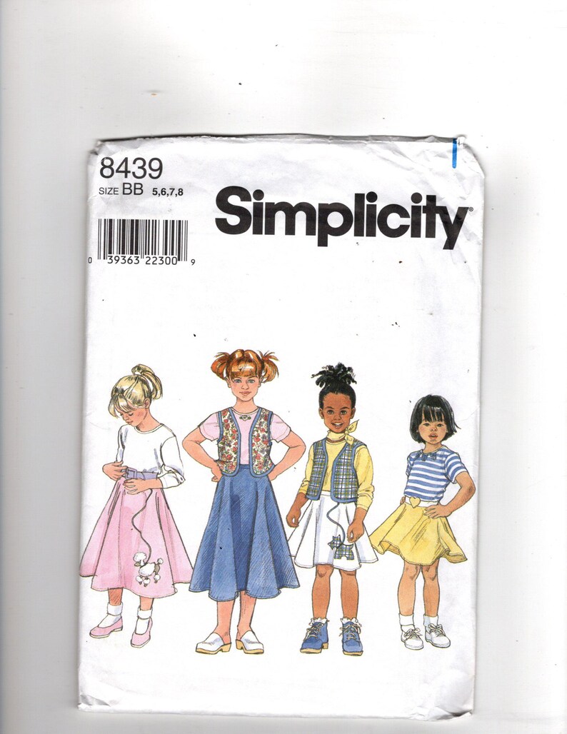 Pattern 8439 UNCUT Sewing Pattern Simplicity 8439 for Girls Flared Skirt, Vest, Tee ...