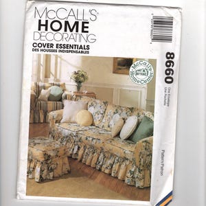Instruction Booklet McCalls 8660 for Traditional Furniture Slipcovers, Throw Pillows, Home Decor, Ruffled Slipcovers, Sofa Cover, Chair