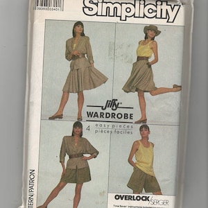 OSKRIT Sömnadsmönster Simplicity 8424, för Jiffy Wardrobe, Shorts, Kjol, Topp och Jacka, Storlek 16-18-20, Snabbt Mönster, Utsvängd Kjol, Plus Size