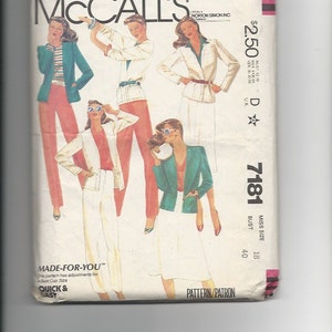 Sewing Pattern McCalls 7181 for Jacket, Skirt and Pants, Sz 18, 1980s