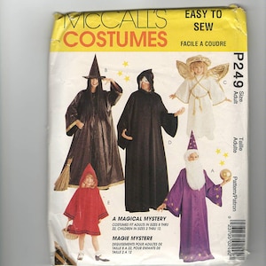 May include: A sewing pattern for a magical mystery costume. The pattern includes a witch, a wizard, a fairy, and a red riding hood. The pattern is for adults in sizes 8 through 22 and children in sizes 2 through 12. The pattern is called "A Magical Mystery".