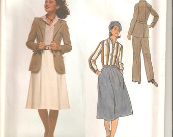 UNCUT Vogue Sewing Pattern 1619, Calvin Klein Design for Jacket, Shirt, Skirt and Pants, Sz 14