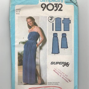 Sewing Pattern Simplicity 9032 for Pullover Dress in Two Lengths Sz Small or 10--12, Jiffy Pattern, Stretch Knit