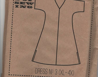UNGESCHNITTENES Schnittmuster für Kleid im Kaftan-Stil von 100 Acts of Sewing, Sz XL--4XL, Etuikleid, Plus Size, V-Ausschnitt