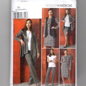 UNCUT Sewing Pattern Vogue 9215 for Wardrobe. Sz-L-XL-XXL, Pants Dress, Vets, Top, Jacket, Easy Pattern, Plis Size