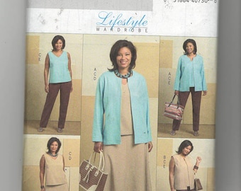 UNCUT Schnittmuster Butterick 4817 für Damengarderobe, Gr. 18W--24W, Jacke, Weste, Oberteil, Rock, Hose, Schnittmuster, Easy Pattern, Plus Gr