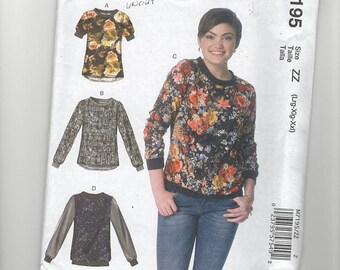 UNCUT Sewing Pattern McCalls 7185 for Top Variations, Sz  L-XL-XXL, Sweatshirt Pattern, Plus Size Pattern, Pullover Top